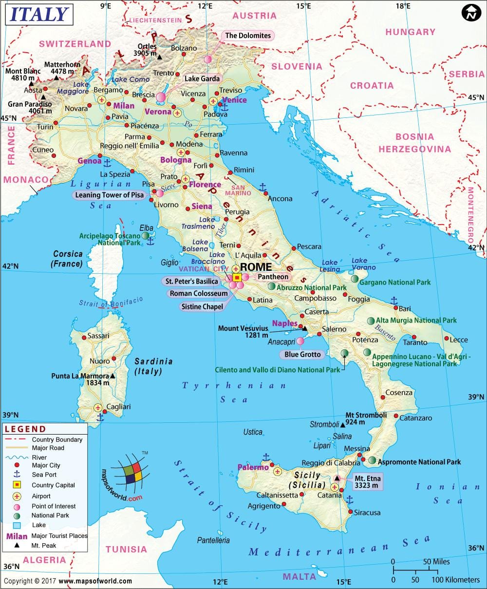 Ramani ya napoli ya italia eneo la jirani